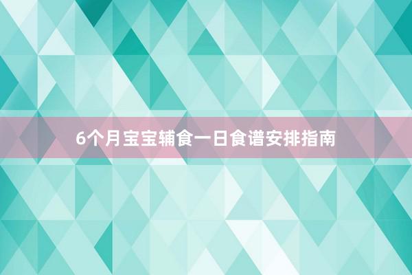 6个月宝宝辅食一日食谱安排指南